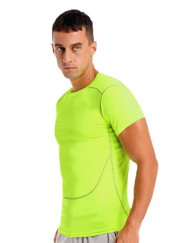 Men Solid Color Short Sleeve Quick-Dry Moisture Wicking Sports T-shirt thumb