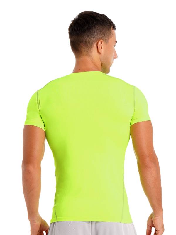 Men Solid Color Short Sleeve Quick-Dry Moisture Wicking Sports T-shirt thumb