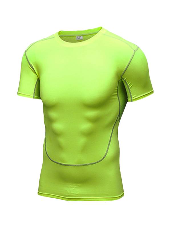 Men Solid Color Short Sleeve Quick-Dry Moisture Wicking Sports T-shirt thumb