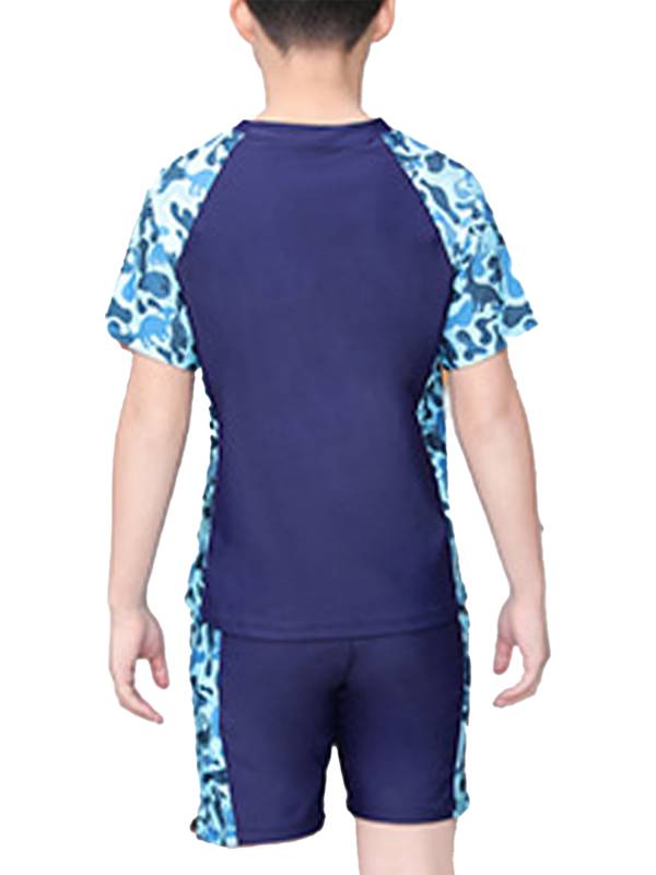 Kids Boys 3pcs Short Sleeve Tops Trunks with Hat Swimsuit Set thumb