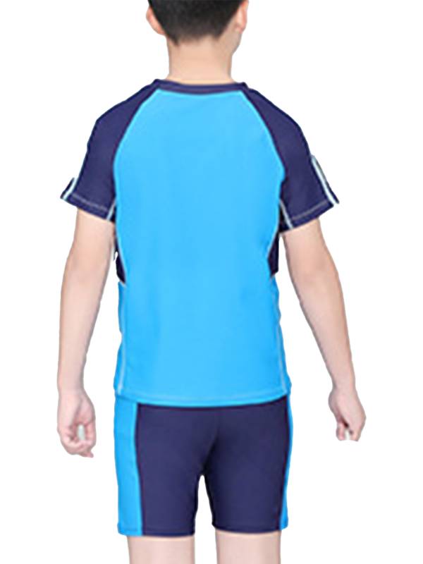 Kids Boys 3pcs Short Sleeve Tops Trunks with Hat Swimsuit Set thumb