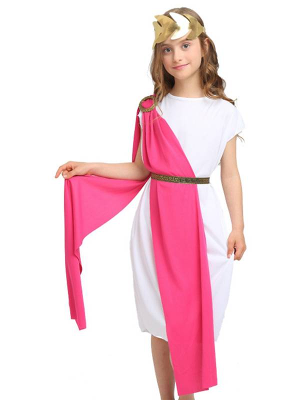Kids Girls/Boys Grecian Rome Toga Cosplay Dress with Headband and Belt thumb