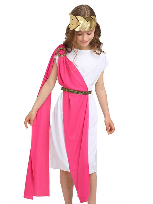Kids Girls/Boys Grecian Rome Toga Cosplay Dress with Headband and Belt thumb