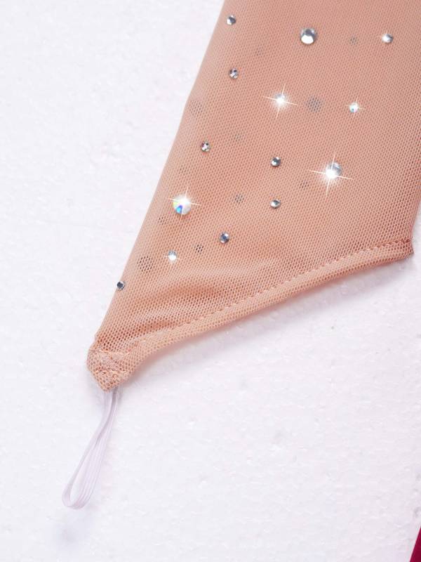 Kids Girls Long Sleeve Sequin Hollow Back Skating Dance Dress thumb