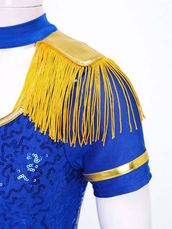 Kids Girls Short Sleeve Allover Sequin Honor Guard Circus Dress thumb