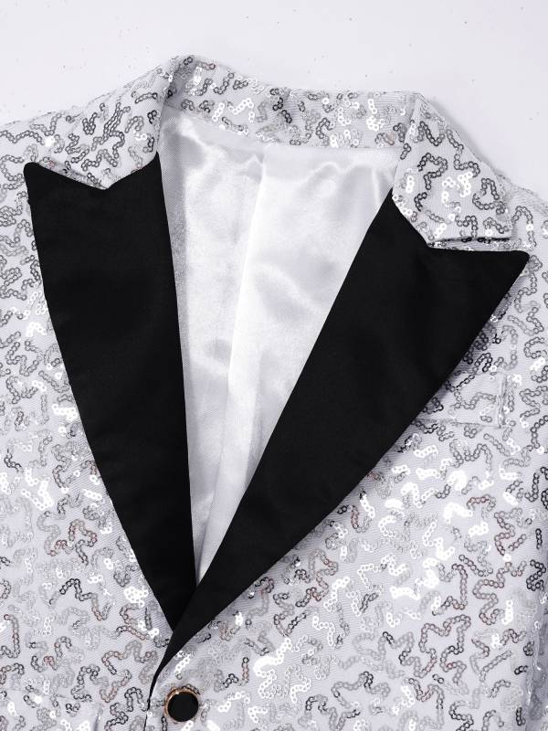 Kids Boys Sequins Lapel Blazer Tuxedo and Pants Formal Suits thumb