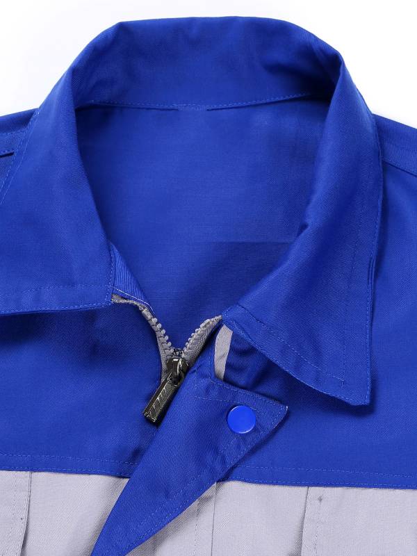 Men Color Block Short Sleeve Shirt Workers Uniform Mechanic Costume thumb