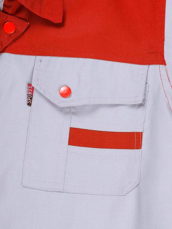 Men Color Block Short Sleeve Shirt Workers Uniform Mechanic Costume thumb