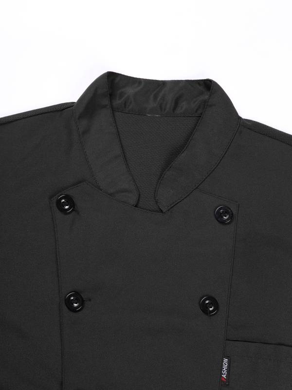Men Short Sleeve Stand Collar Chef Coat Cook Uniform Shirt thumb