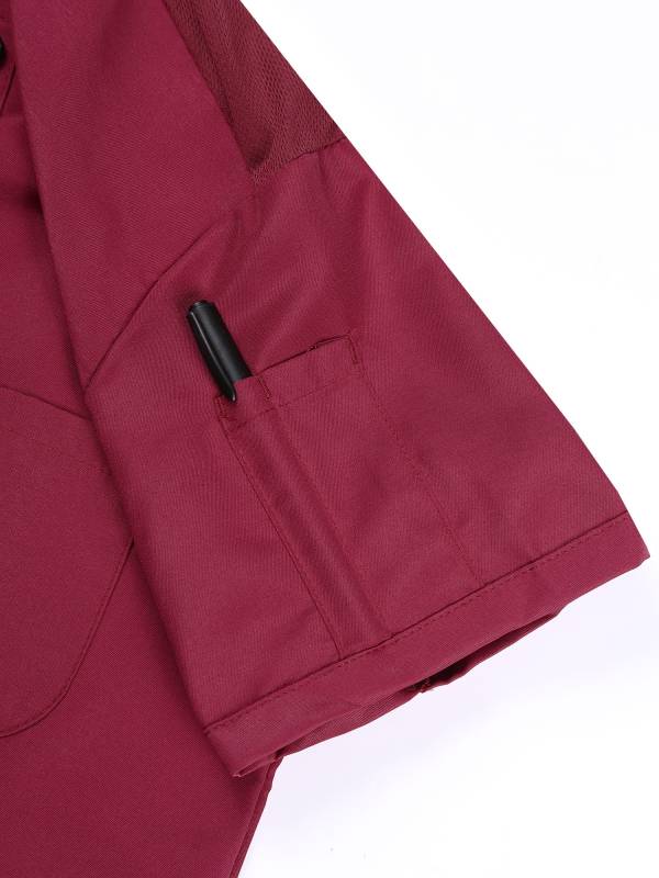 Men Short Sleeve Stand Collar Chef Coat Cook Uniform Shirt thumb