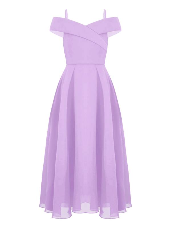 Kids Girls Chiffon Off-Shoulder Maxi Party Dress thumb