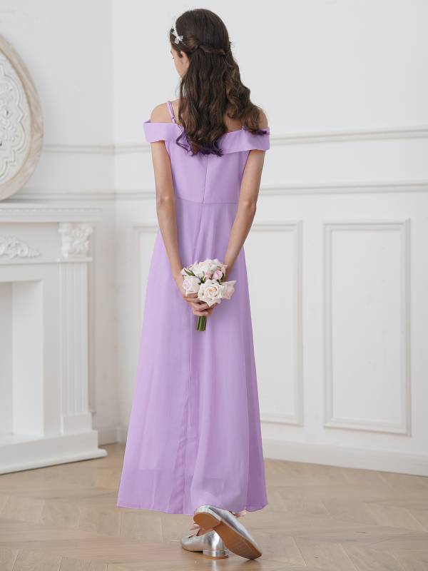 Kids Girls Chiffon Off-Shoulder Maxi Party Dress thumb