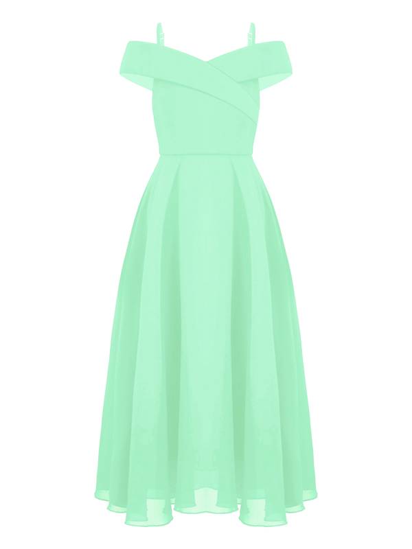 Kids Girls Chiffon Off-Shoulder Maxi Party Dress thumb