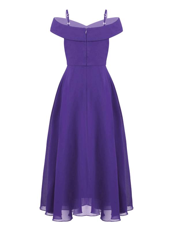 Kids Girls Chiffon Off-Shoulder Maxi Party Dress thumb