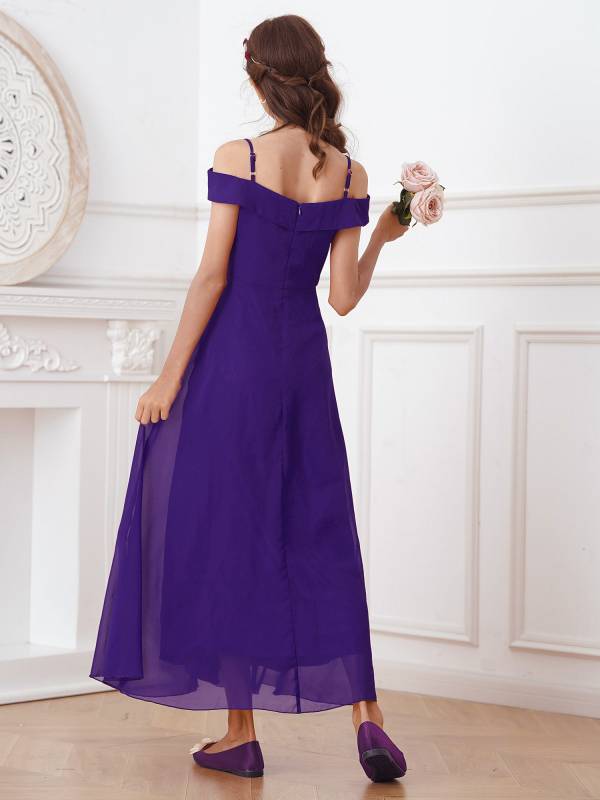 Kids Girls Chiffon Off-Shoulder Maxi Party Dress thumb