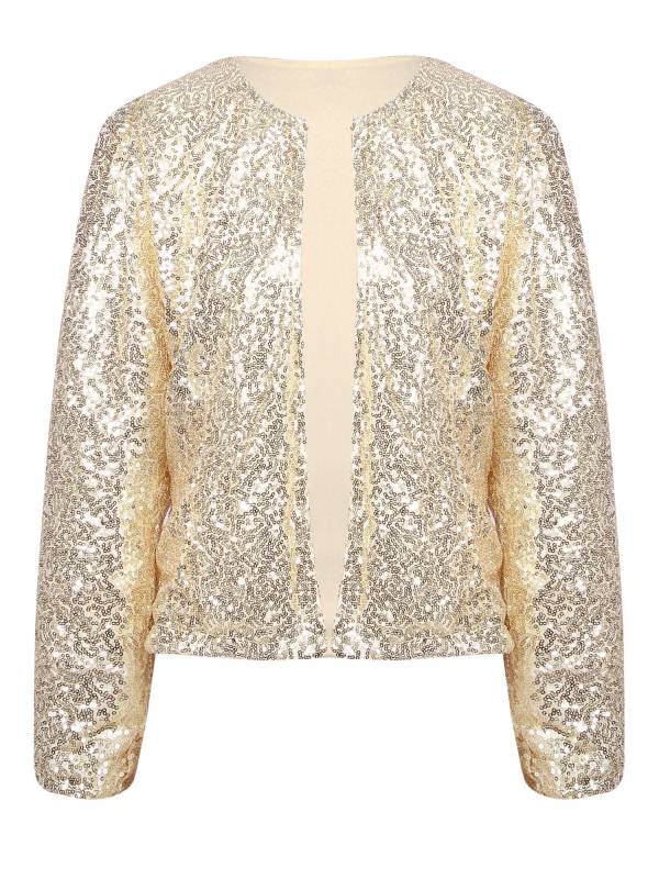 Women Sequin Open Front Coat Long Sleeve Outwear for Cocktail thumb