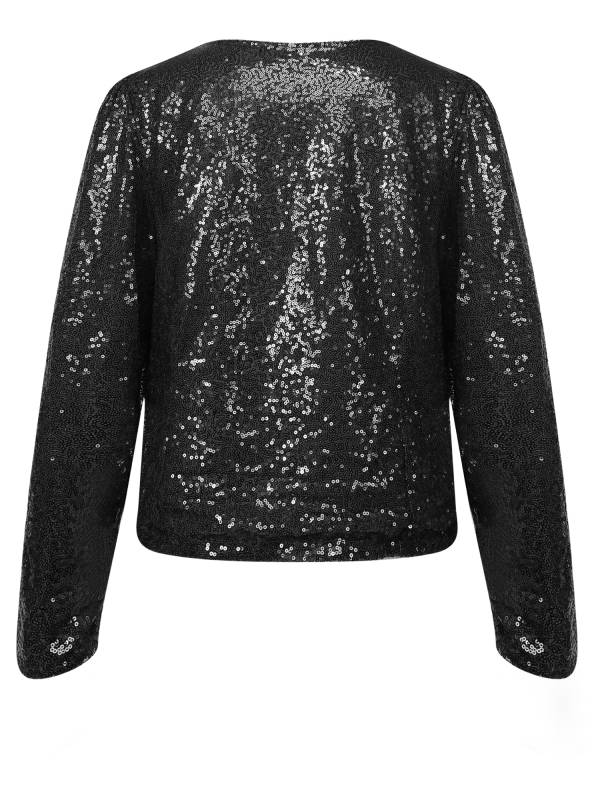 Women Sequin Open Front Coat Long Sleeve Outwear for Cocktail thumb