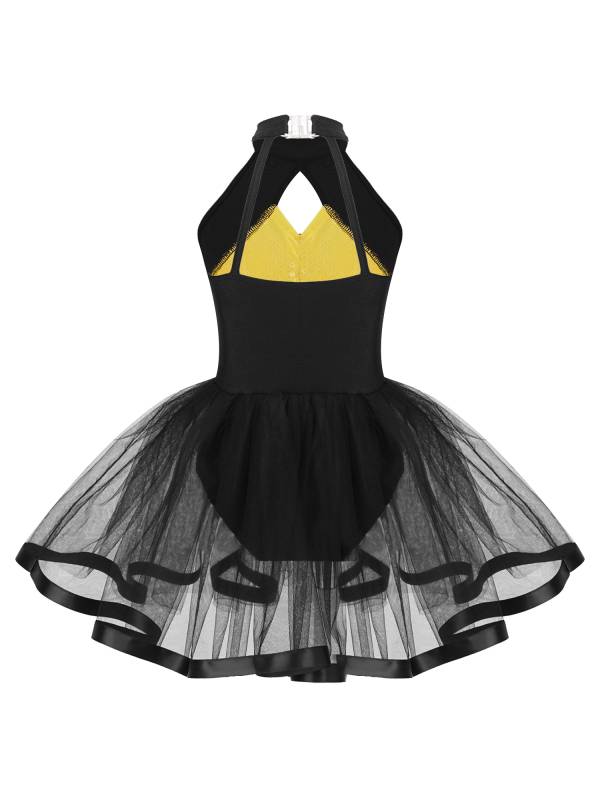 Kids Girls Sleeveless Sequins Ruffle Ballet Dance Leotard Tutu Dress thumb