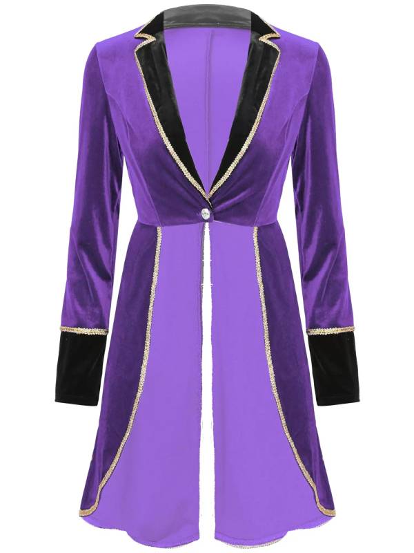 Women Long Sleeve Halloween Velvet Swallow-Tailed Coat thumb