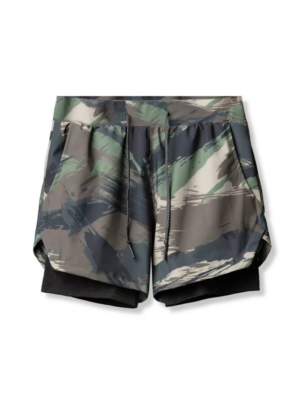 Men Double Layers Athletic Shorts with Side Pockets thumb