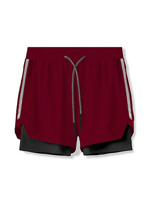 Men Double Layers Athletic Shorts with Side Pockets thumb