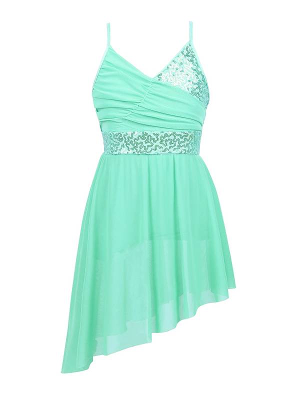 Kids Girls Straps V-Neck Sequined Latin Dance Dress thumb
