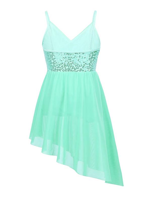 Kids Girls Straps V-Neck Sequined Latin Dance Dress thumb