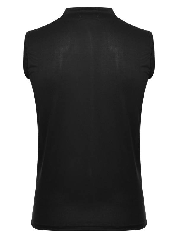 Men Sleeveless Solid Color Slim Fit Mock Neck Sports T-shirt thumb