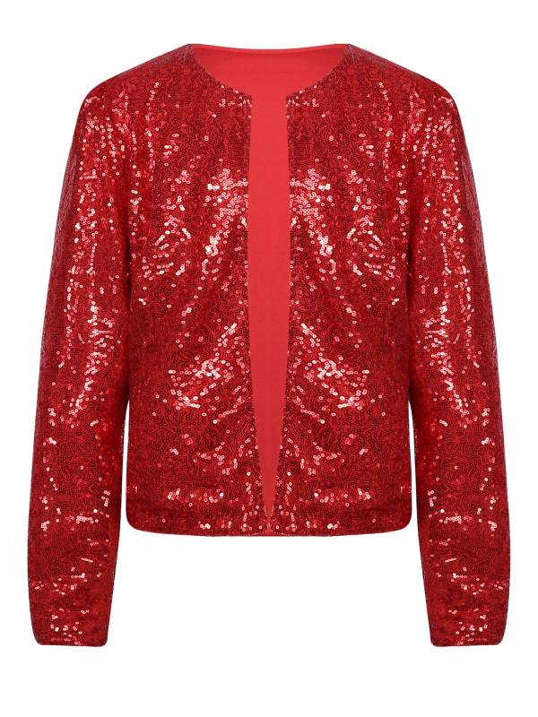 Women Sequin Open Front Coat Long Sleeve Outwear for Cocktail thumb