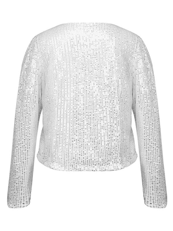 Women Sequin Open Front Coat Long Sleeve Outwear for Cocktail thumb