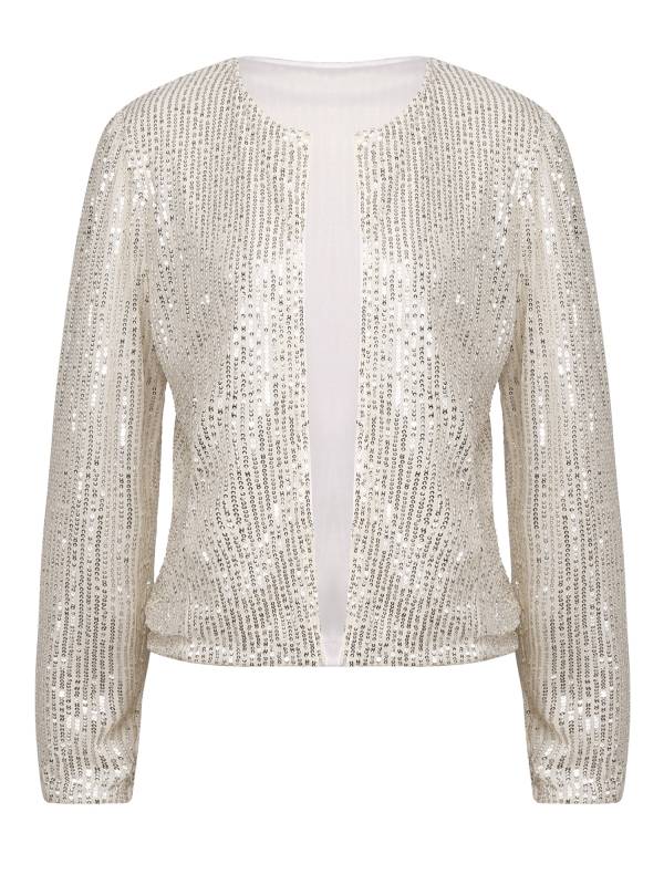 Women Sequin Open Front Coat Long Sleeve Outwear for Cocktail thumb