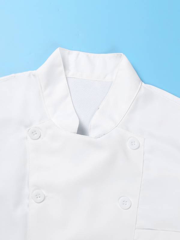Men Short Sleeve Stand Collar Chef Coat Cook Uniform Shirt thumb