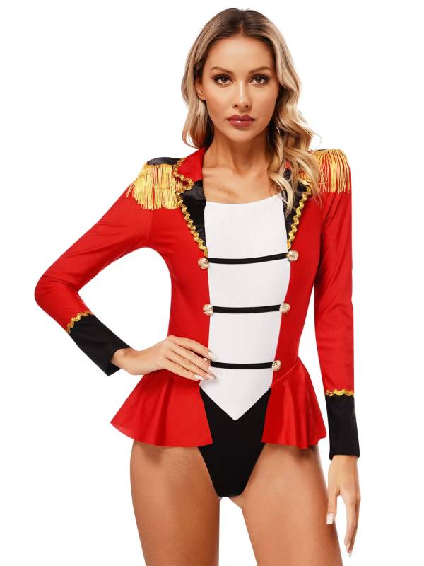 Women Circus Ringmaster Cosplay Costume Halloween Long Sleeve Jumpsuit thumb