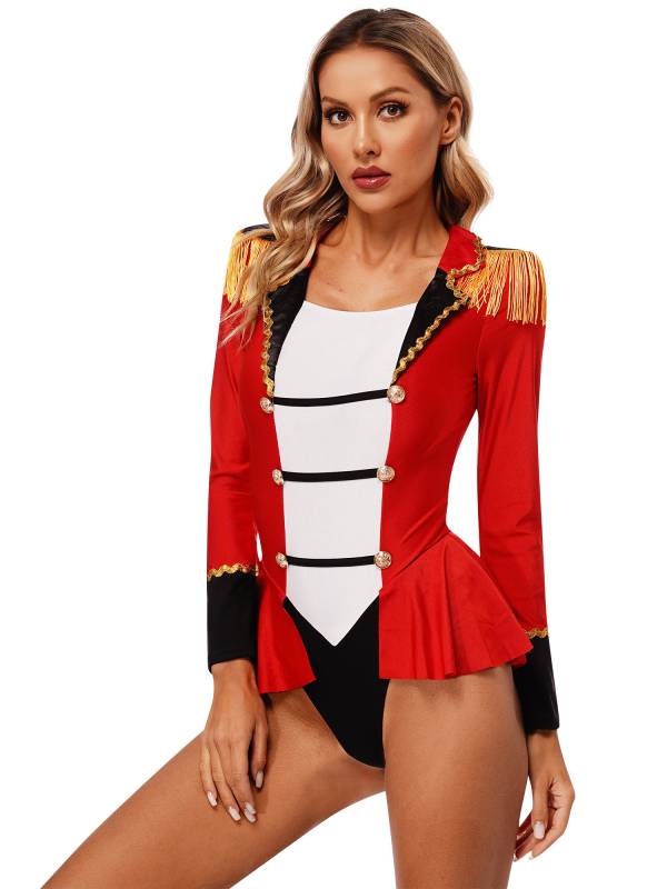Women Circus Ringmaster Cosplay Costume Halloween Long Sleeve Jumpsuit thumb