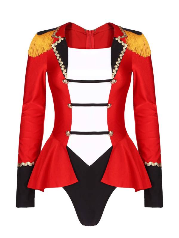 Women Circus Ringmaster Cosplay Costume Halloween Long Sleeve Jumpsuit thumb