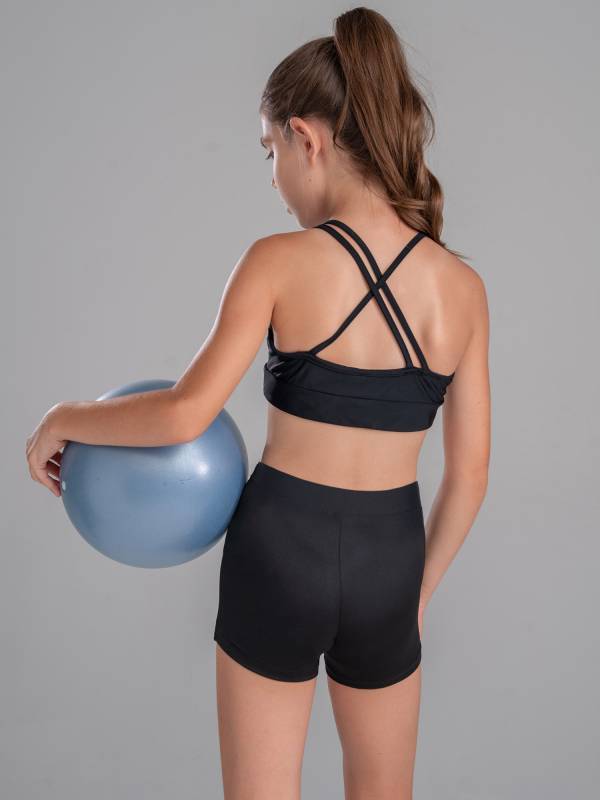 Kids Girls 2Pcs Strappy Crop Top and Shorts Sport Sets thumb