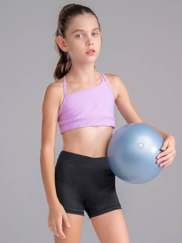 Kids Girls 2Pcs Strappy Crop Top and Shorts Sport Sets thumb