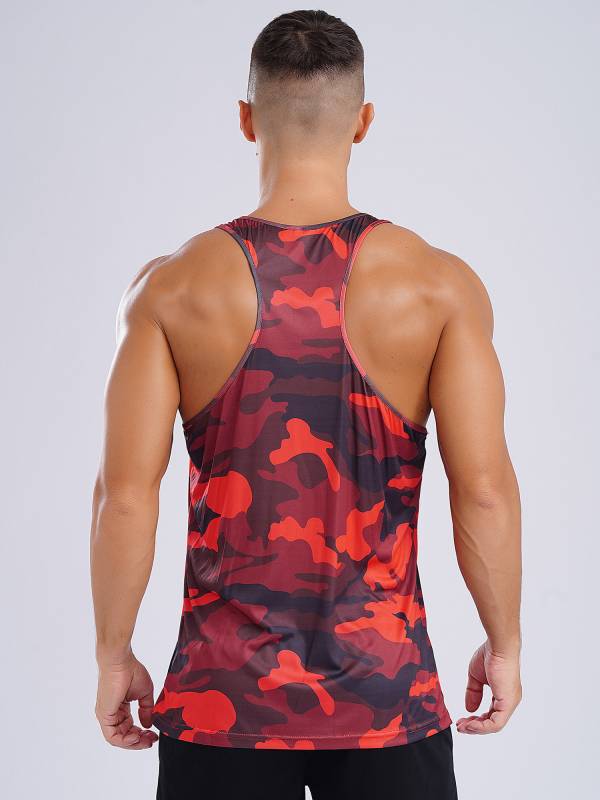 Men Camouflage Print Scoop Neck Sport Tank Tops thumb