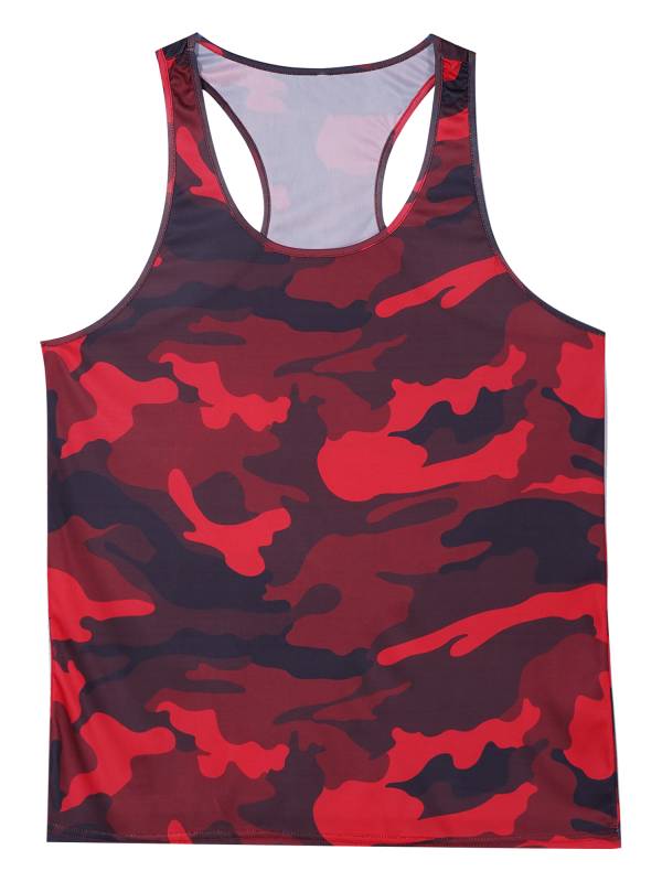 Men Camouflage Print Scoop Neck Sport Tank Tops thumb