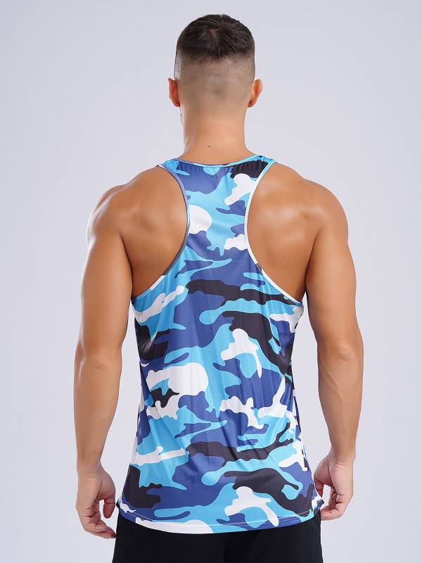 Men Camouflage Print Scoop Neck Sport Tank Tops thumb