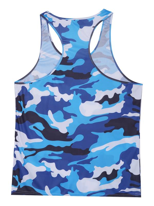 Men Camouflage Print Scoop Neck Sport Tank Tops thumb