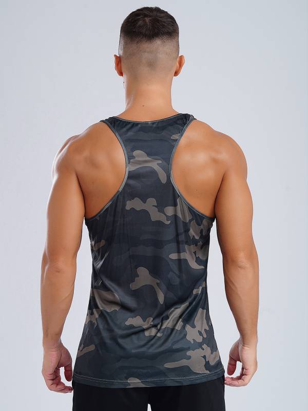 Men Camouflage Print Scoop Neck Sport Tank Tops thumb