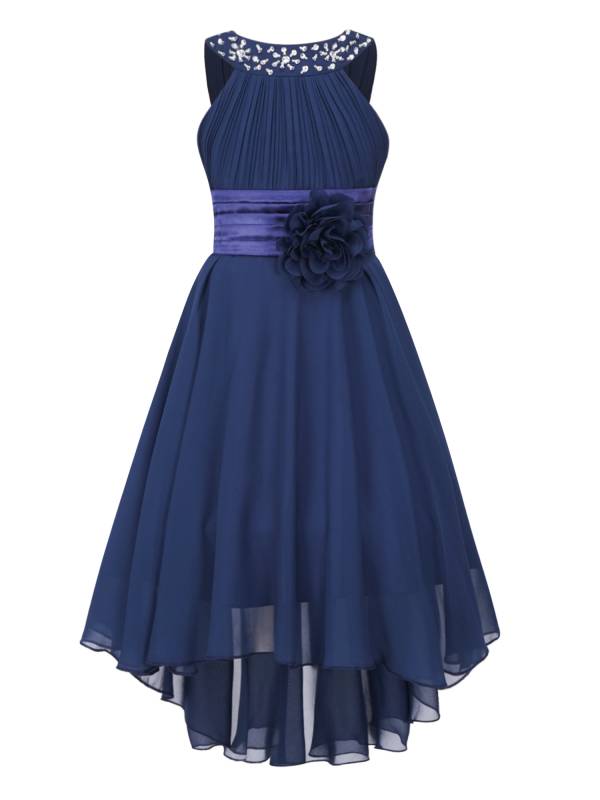 Kids Girls 3D Flower Chiffon High-Low Party Dress thumb