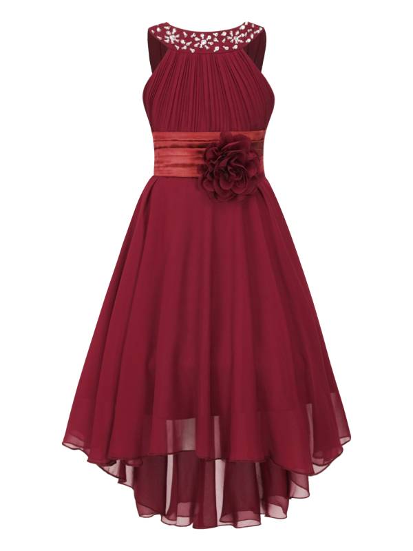 Kids Girls 3D Flower Chiffon High-Low Party Dress thumb