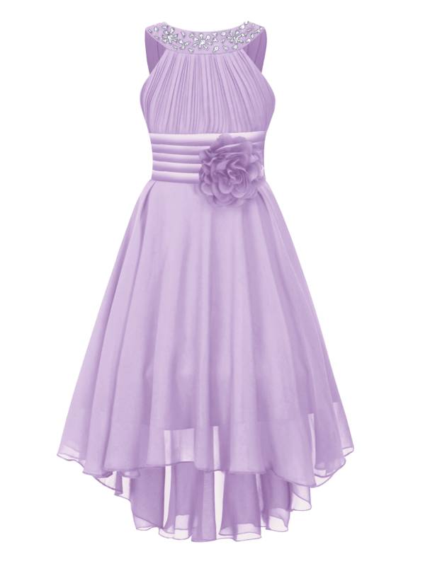 Kids Girls 3D Flower Chiffon High-Low Party Dress thumb