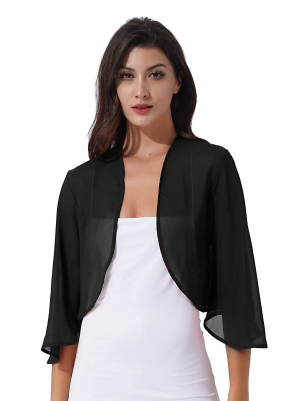 Women 3/4 Sleeve Chiffon Bolero thumb