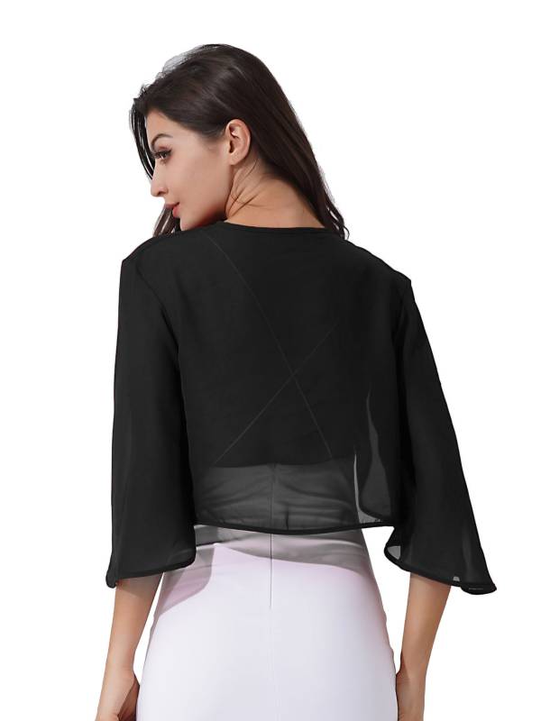 Women 3/4 Sleeve Chiffon Bolero thumb