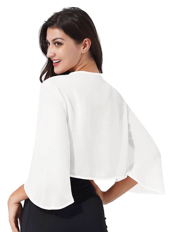 Women 3/4 Sleeve Chiffon Bolero thumb