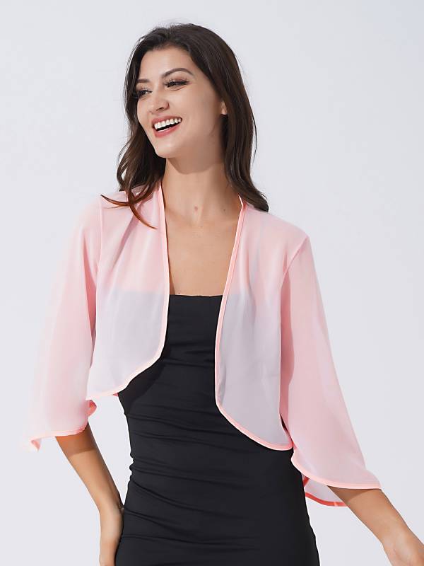 Women 3/4 Sleeve Chiffon Bolero thumb