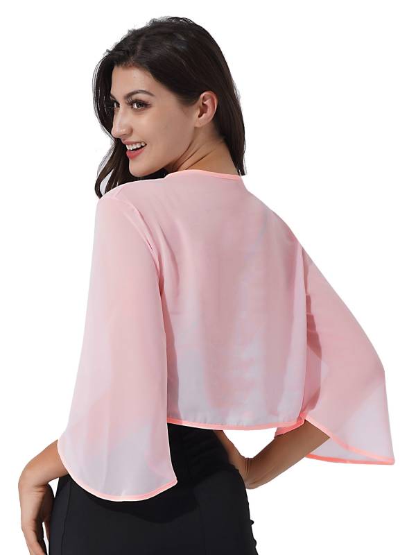 Women 3/4 Sleeve Chiffon Bolero thumb